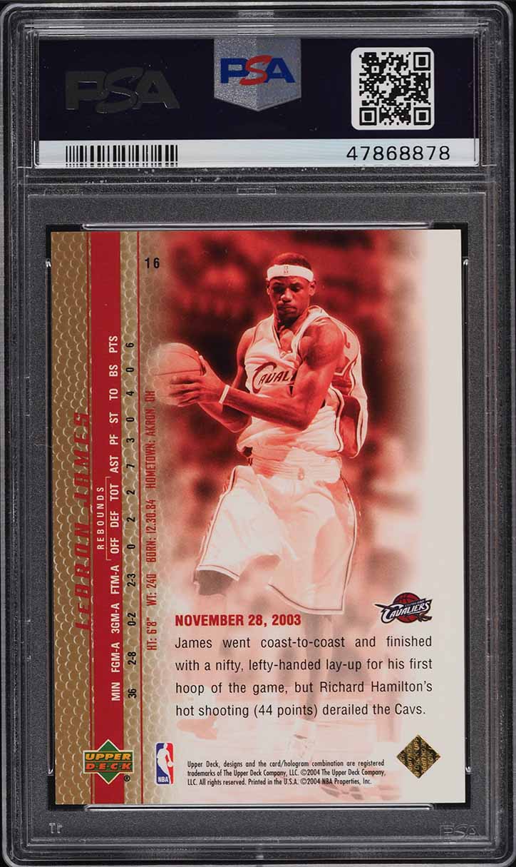 2003 UD Phenomenal Beginnings Gold Facsimile LeBron James ROOKIE RC /100 PSA 8