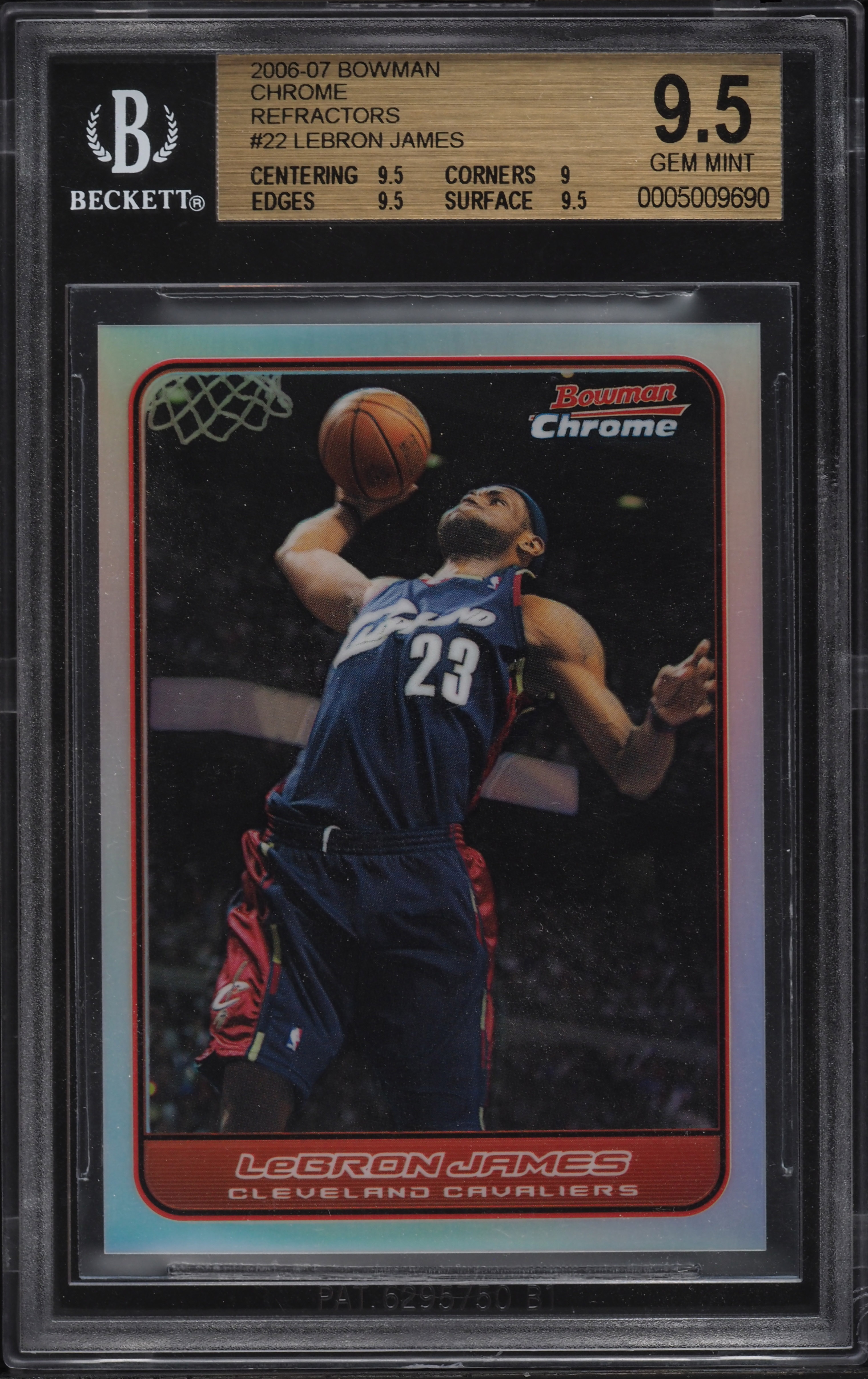 2006 Bowman Chrome Refractor LeBron James /249 #22 BGS 9.5 GEM