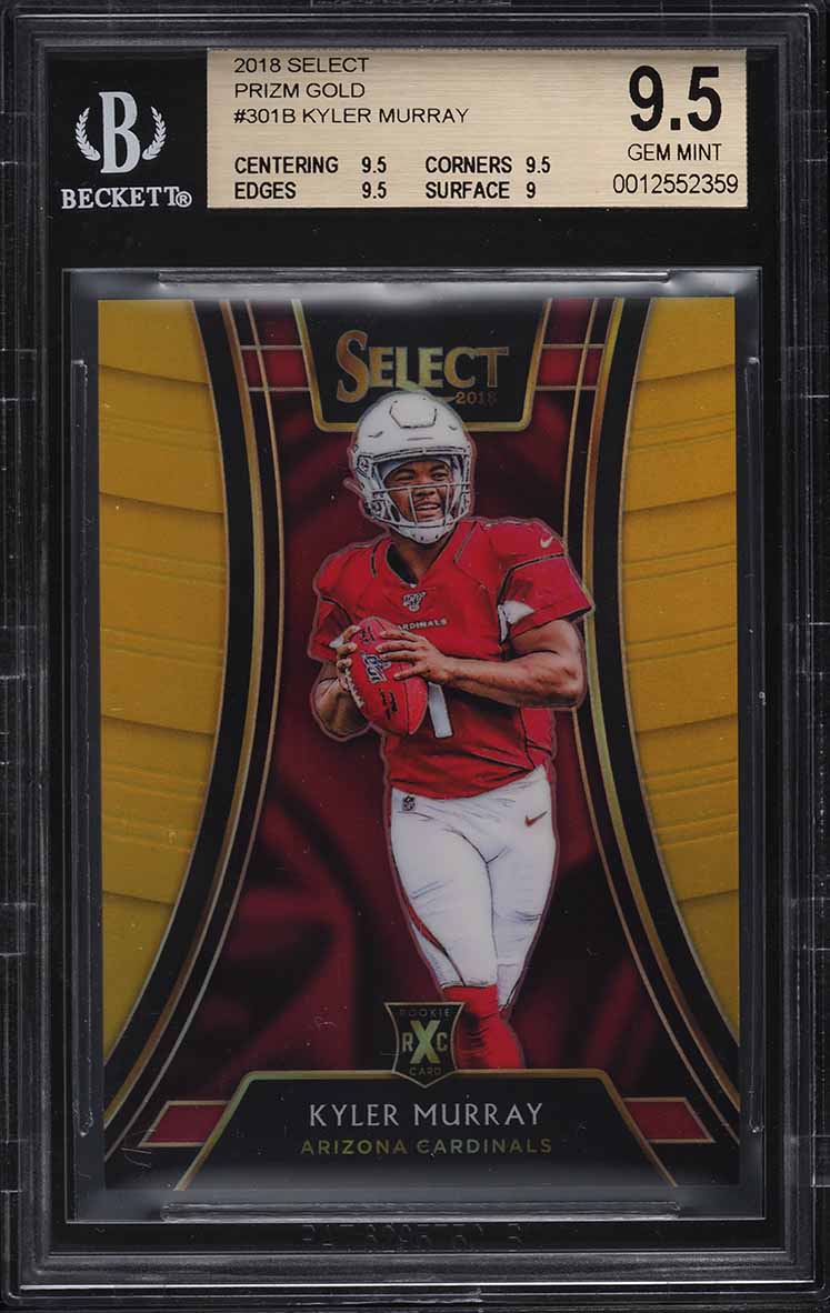 2018 Select '19 XRC Gold Prizm Kyler Murray ROOKIE RC /10 #301B BGS 9.5 GEM MINT