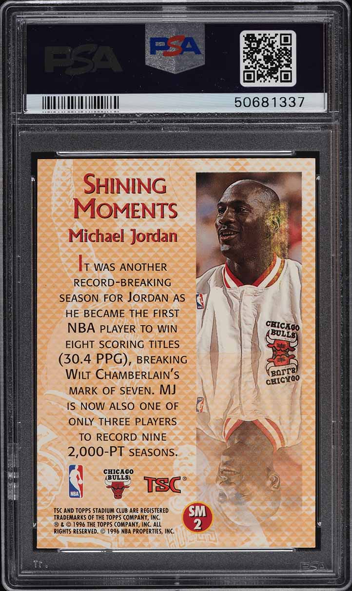 1996 Stadium Club Shining Moments Michael Jordan #SM2 PSA 9 MINT