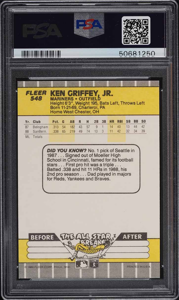 1989 Fleer Ken Griffey Jr. ROOKIE #548 PSA 9 MINT