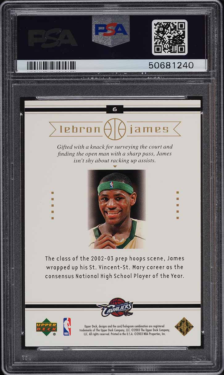 2003 Upper Deck Lebron James Box Set Lebron James ROOKIE RC #6 PSA 10 GEM MINT