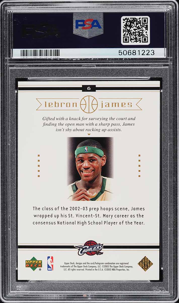 2003 Upper Deck Lebron James Box Set Lebron James ROOKIE #6 PSA 10 GEM MINT