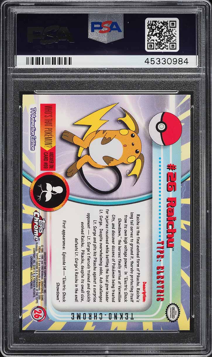 2000 Topps Chrome Pokemon Series 1 Tekno Raichu #26 PSA 10 GEM MINT