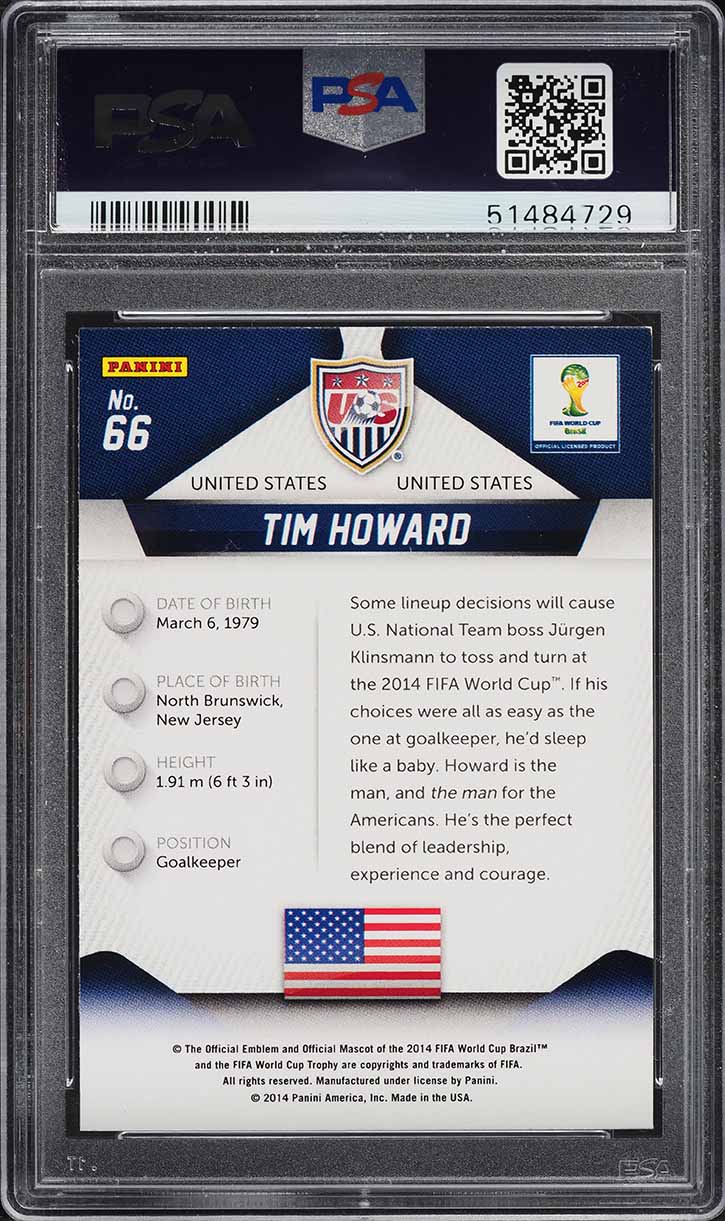 2014 Panini Prizm World Cup Tim Howard #66 PSA 9 MINT