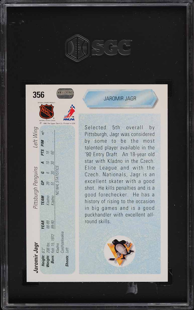 1990 Upper Deck Hockey Jaromir Jagr ROOKIE RC #356 SGC 8.5 NM-MT+