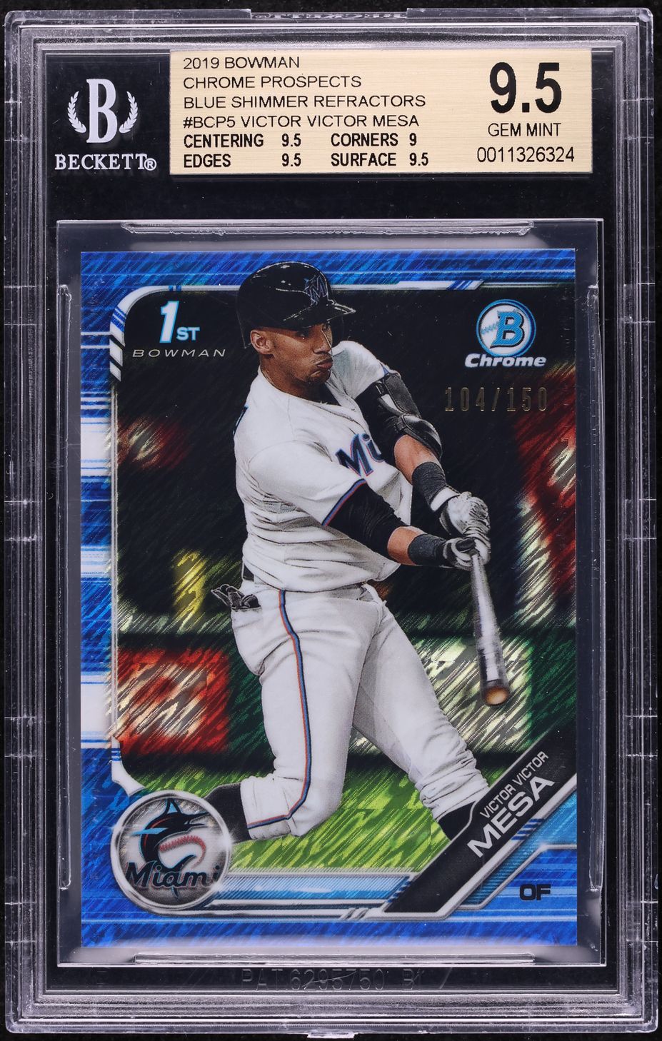 2019 Bowman Chrome Blue Shimmer Refractor Victor Mesa PROSPECT /150 BGS 9.5 GEM