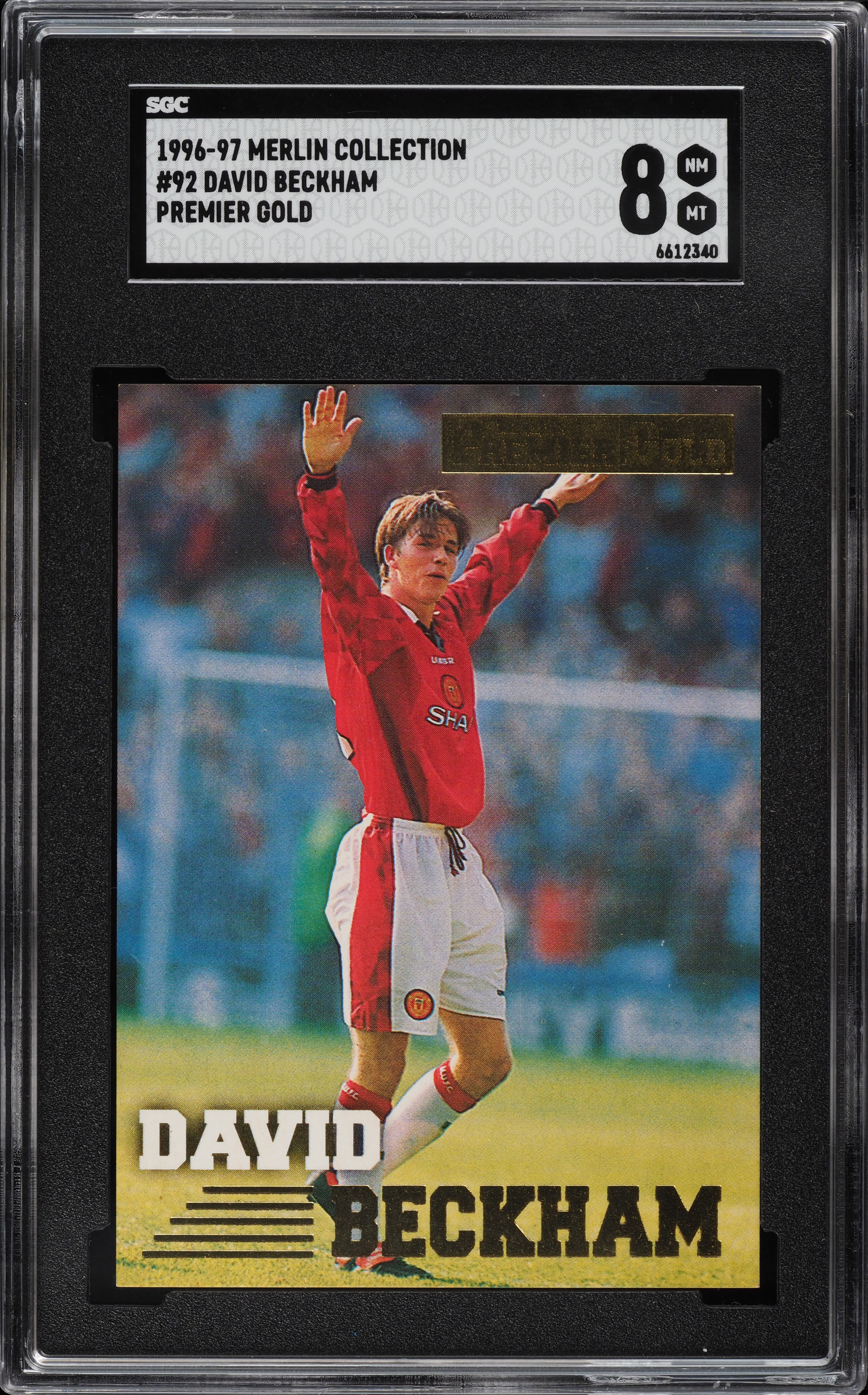 1996 Merlin Premier Gold David Beckham ROOKIE #92 SGC 8 NM-MT on