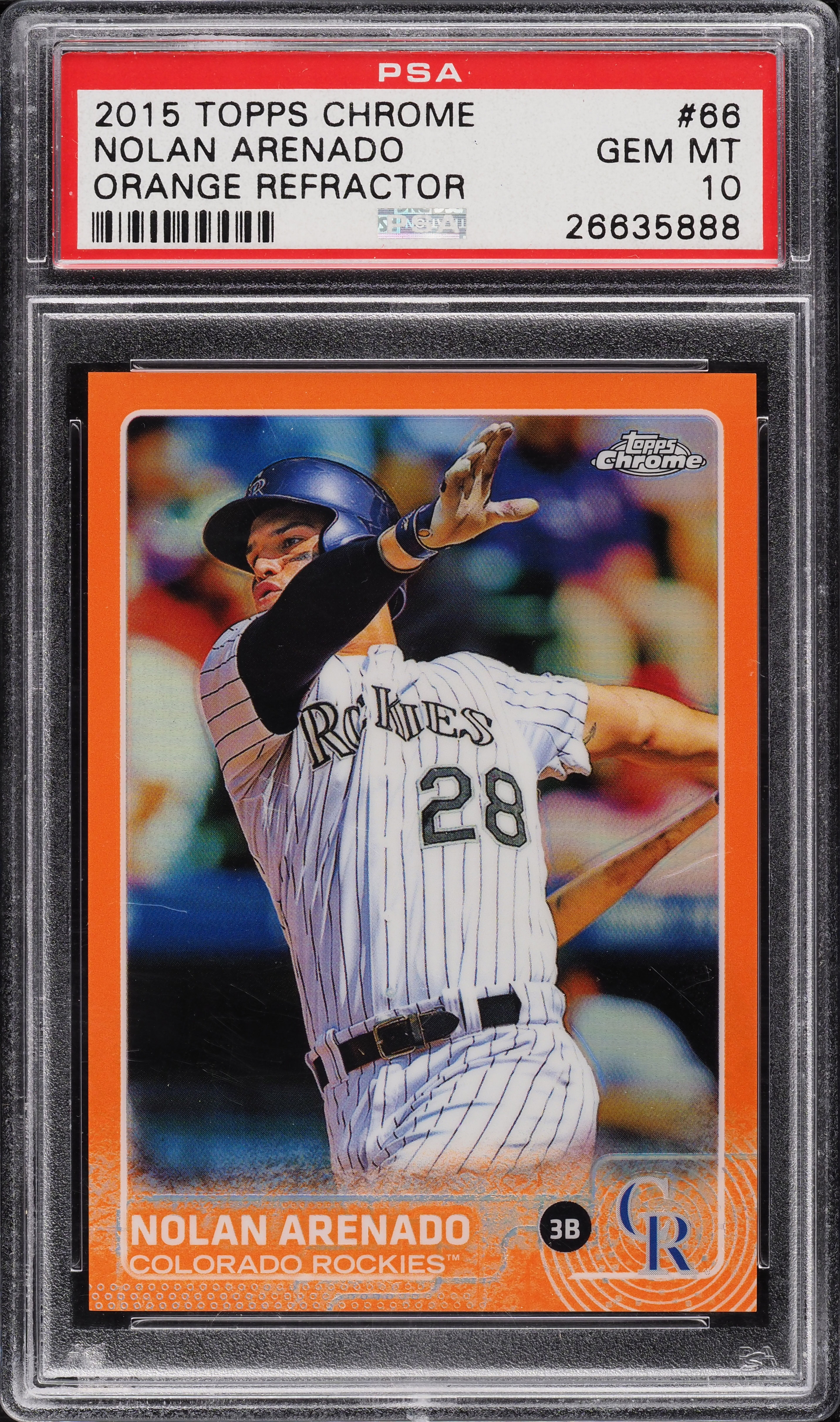 2015 Topps Chrome Orange Refractor Nolan Arenado /25 #66 PSA 10