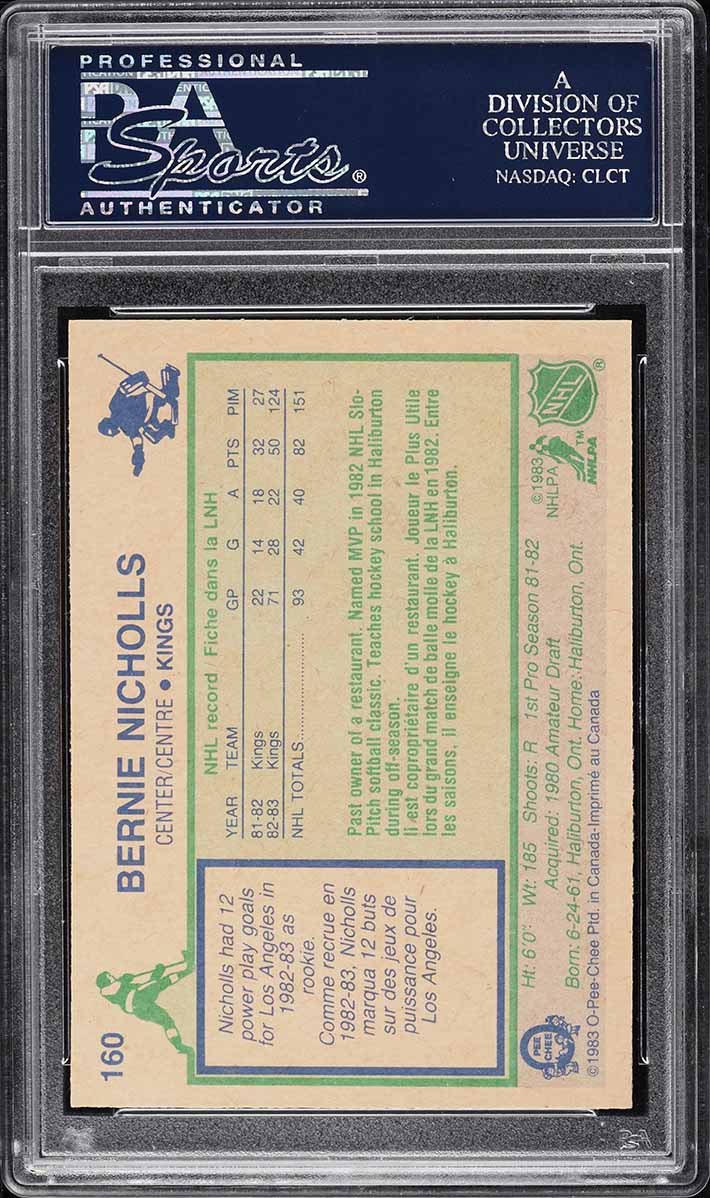 1983 O-Pee-Chee Hockey Bernie Nicholls ROOKIE #160 PSA 9 MINT