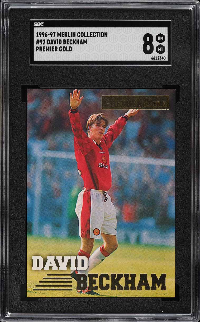 1996 Merlin Premier Gold David Beckham ROOKIE #92 SGC 8 NM-MT on