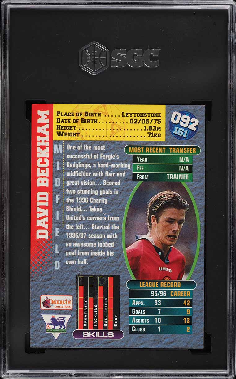 Merlin's Premier Gold David Beckham ベッカム DAVID BECKHAM 1998 Merlin Premier Gold 2nd Year Rookie. Near Mint