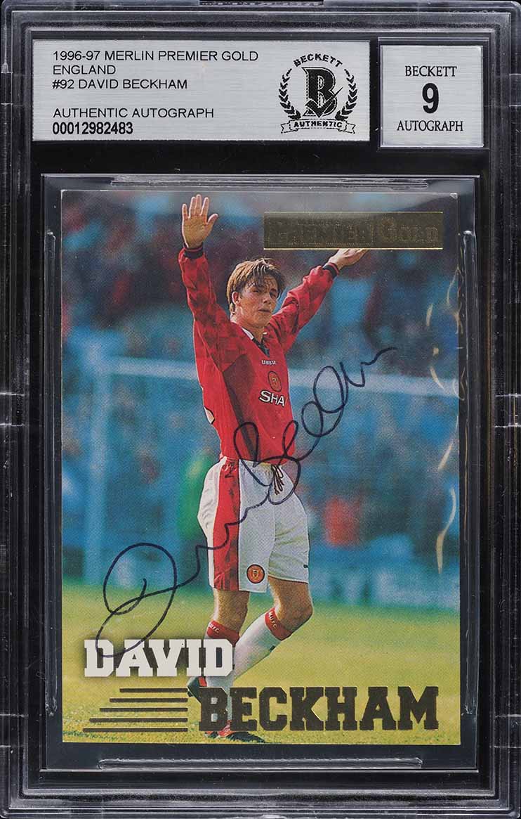 1996 Merlin Premier Gold England David Beckham ROOKIE AUTO #92 BGS 9 MINT