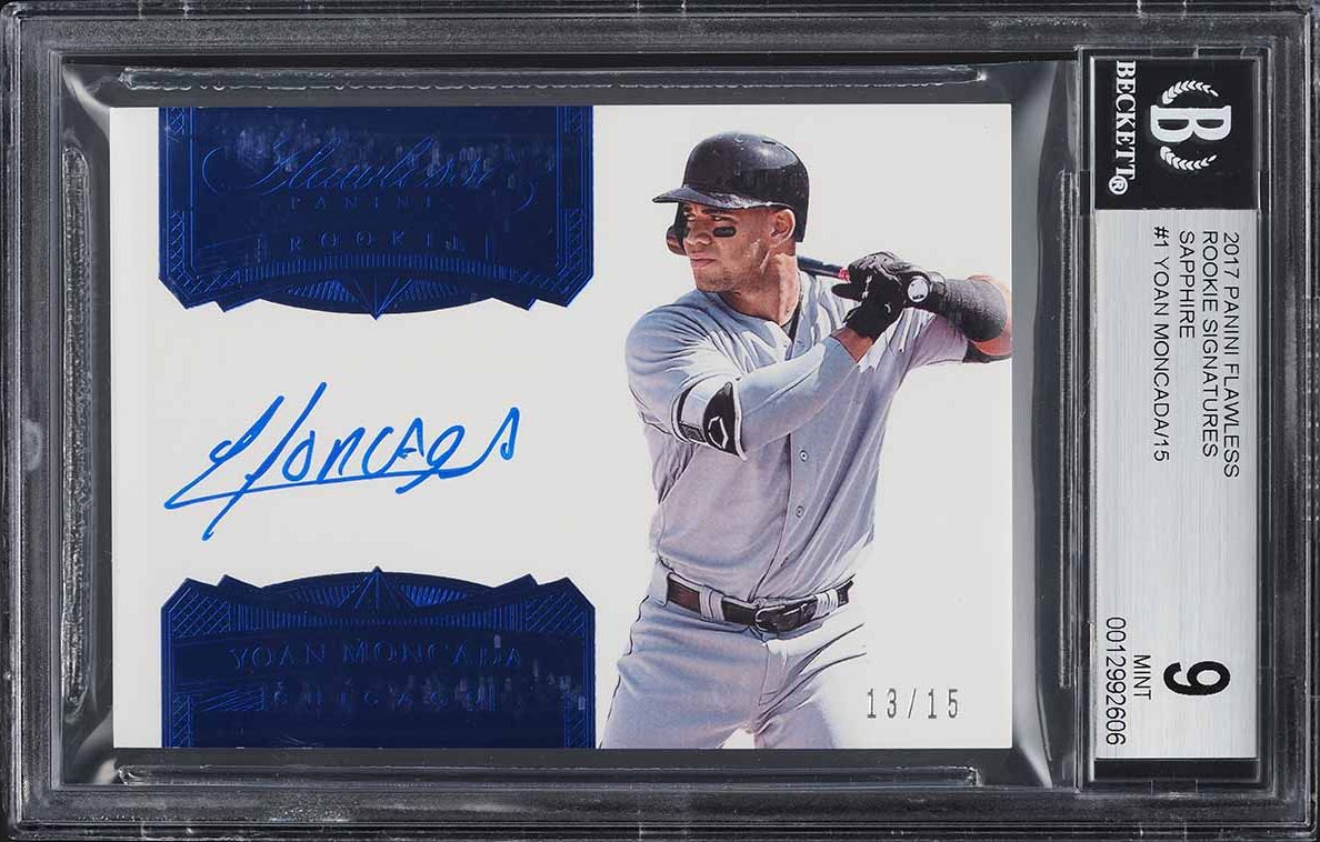 2017 Panini Flawless Sapphire Yoan Moncada ROOKIE RC AUTO /15 #1 BGS 9 MINT