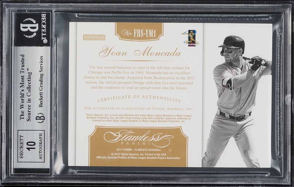 2017 Panini Flawless Sapphire Yoan Moncada ROOKIE RC AUTO /15 #1 BGS 9 MINT