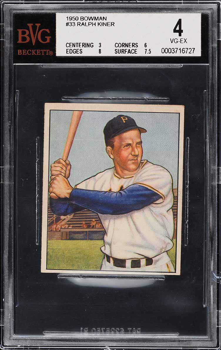 1950 Bowman Ralph Kiner #33 BVG 4 VGEX
