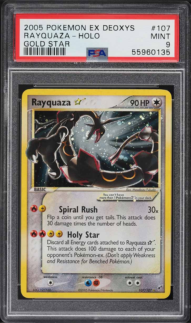 2005 Pokemon EX Deoxys Holo Rayquaza Gold Star #107 PSA 9 MINT