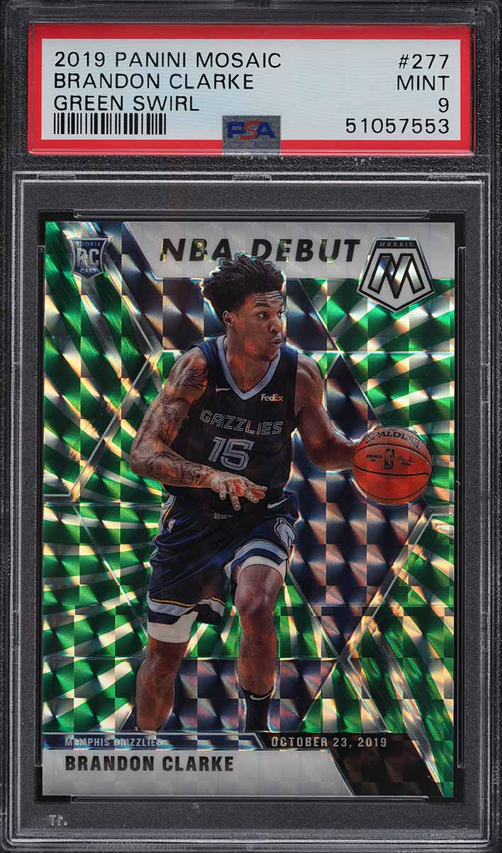 2019 Panini Mosaic Green Swirl Brandon Clarke ROOKIE RC /10 #277