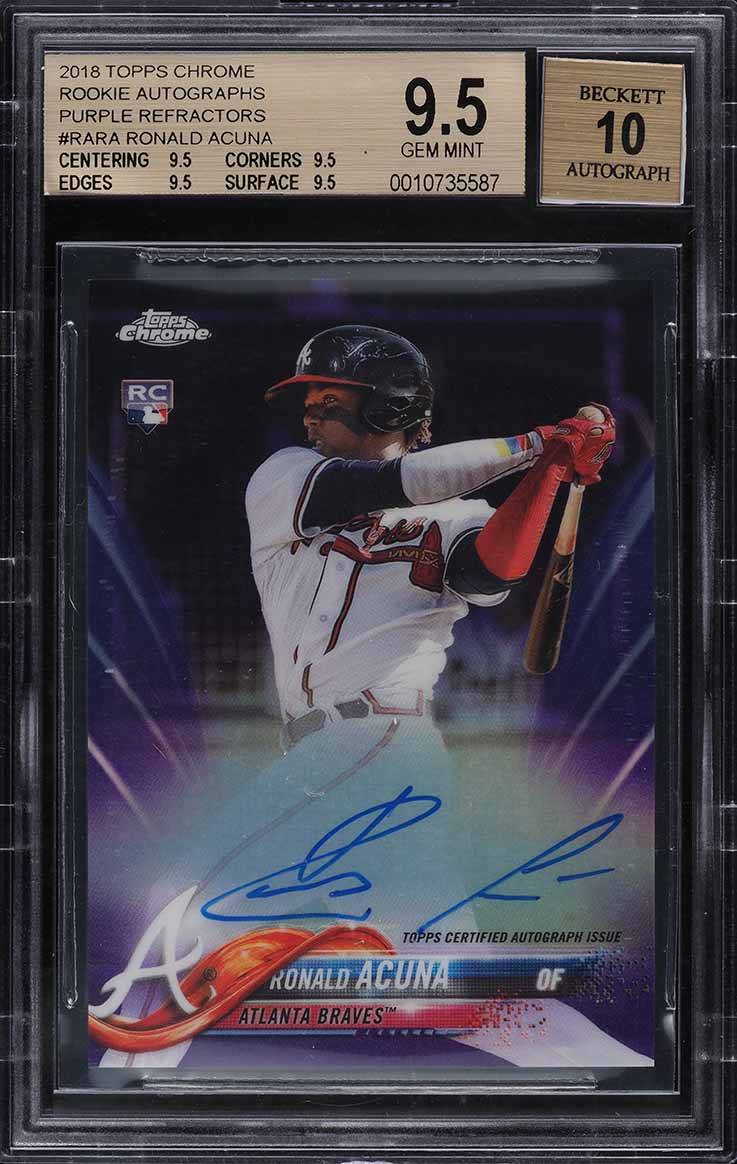 2018 Topps Chrome Purple Refractor Ronald Acuna ROOKIE RC AUTO /250 BGS 9.5 GEM