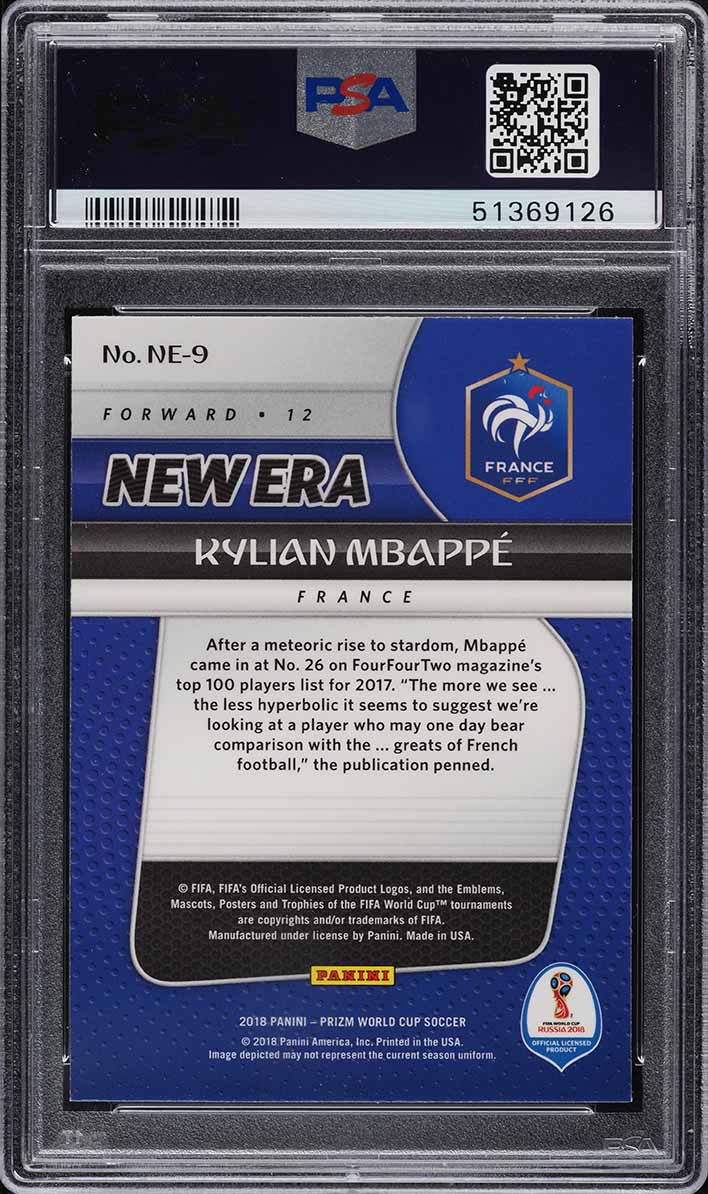 2018 Panini Prizm World Cup New Era Kylian Mbappe ROOKIE #NE-9 PSA