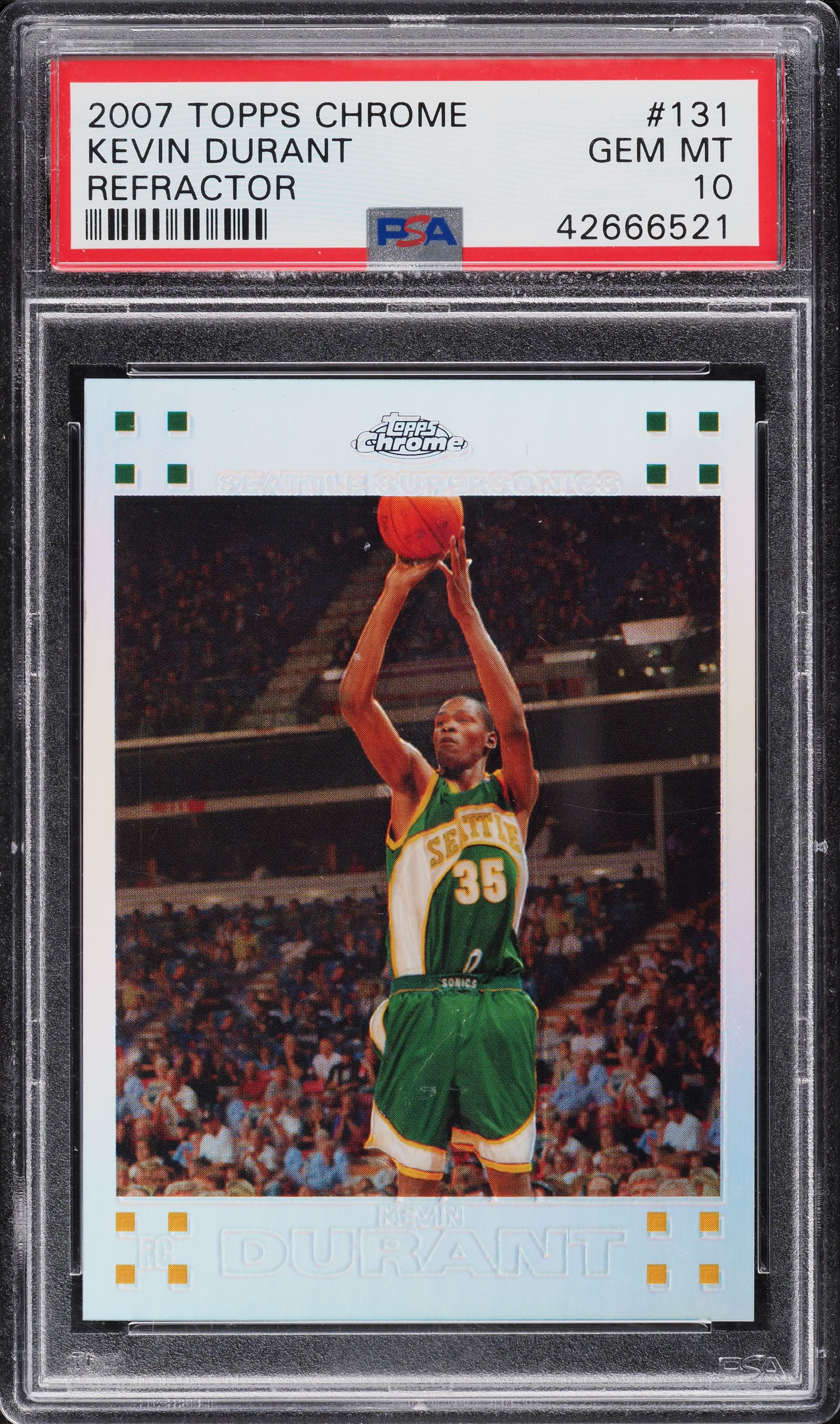 2007 Topps Chrome Refractor Kevin Durant ROOKIE /1499 #131 PSA 10