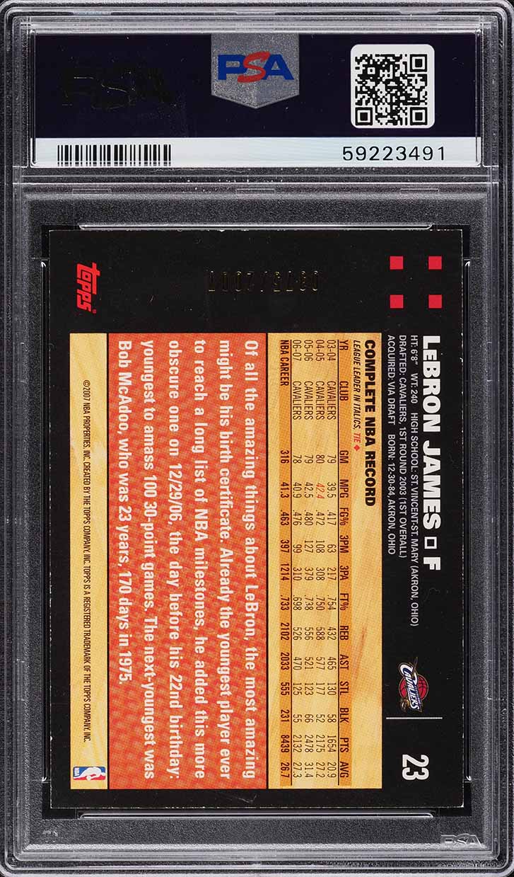 2007 Topps Gold LeBron James /2007 #23 PSA 7 NRMT