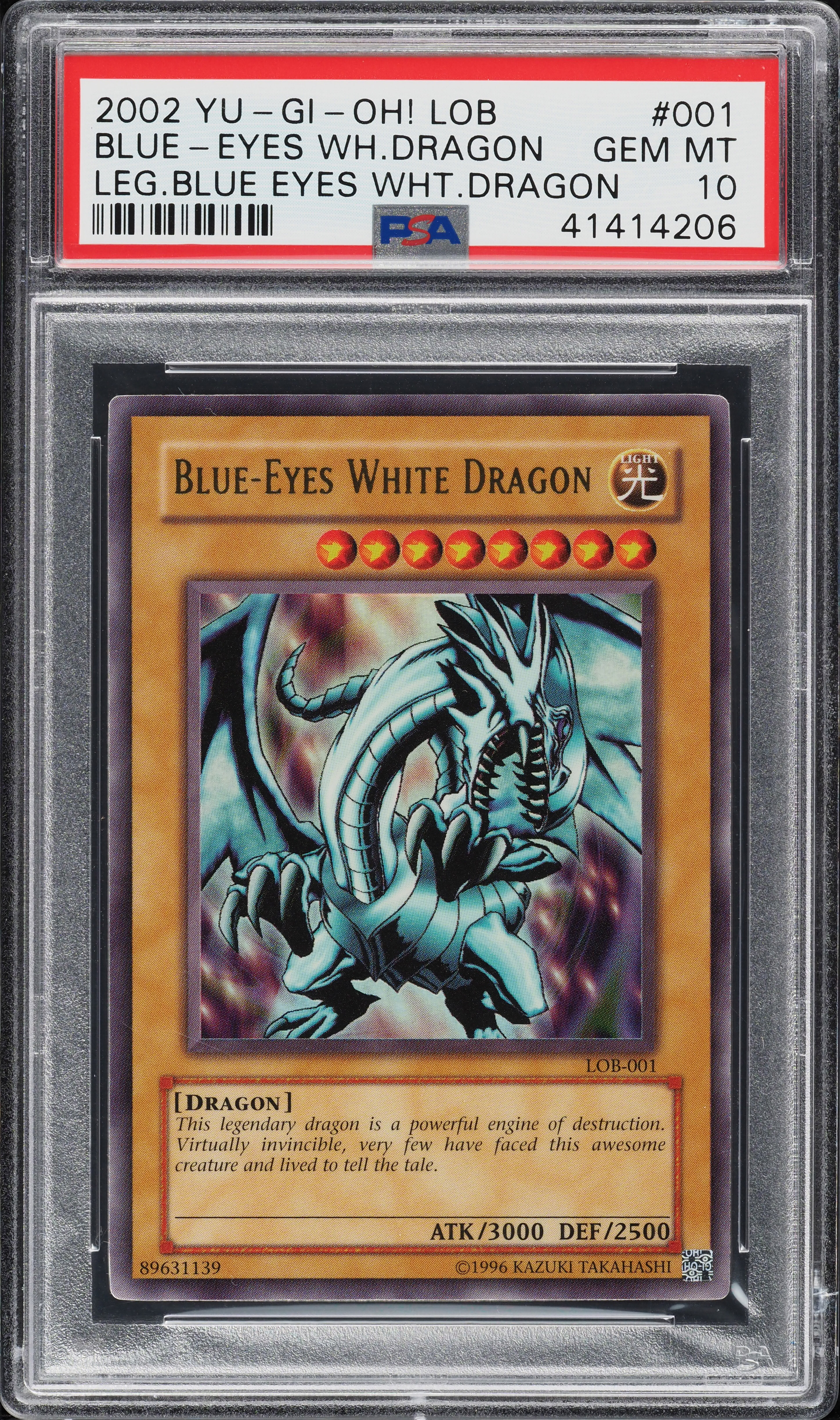 2002 Yu-Gi-Oh! Legend Of Blue Eyes Blue-Eyes White Dragon #LOB-001