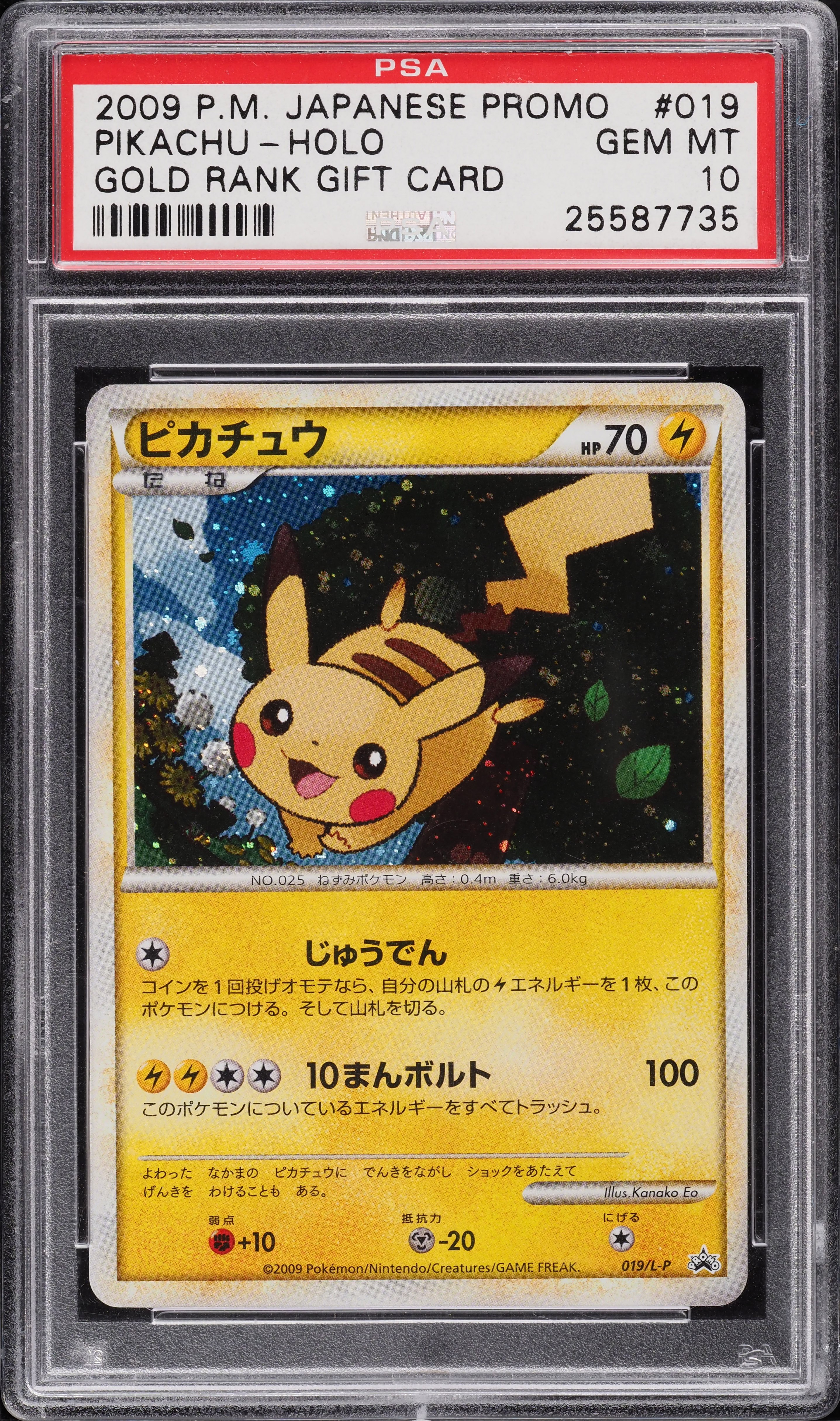 2009 Pokemon Japanese Promo Gold Rank Gift Card Holo Pikachu PSA