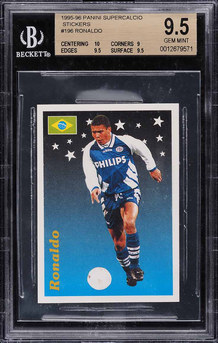 1995 Panini Supercalcio Stickers Soccer Ronaldo ROOKIE #196 BGS 9.5 GEM MINT