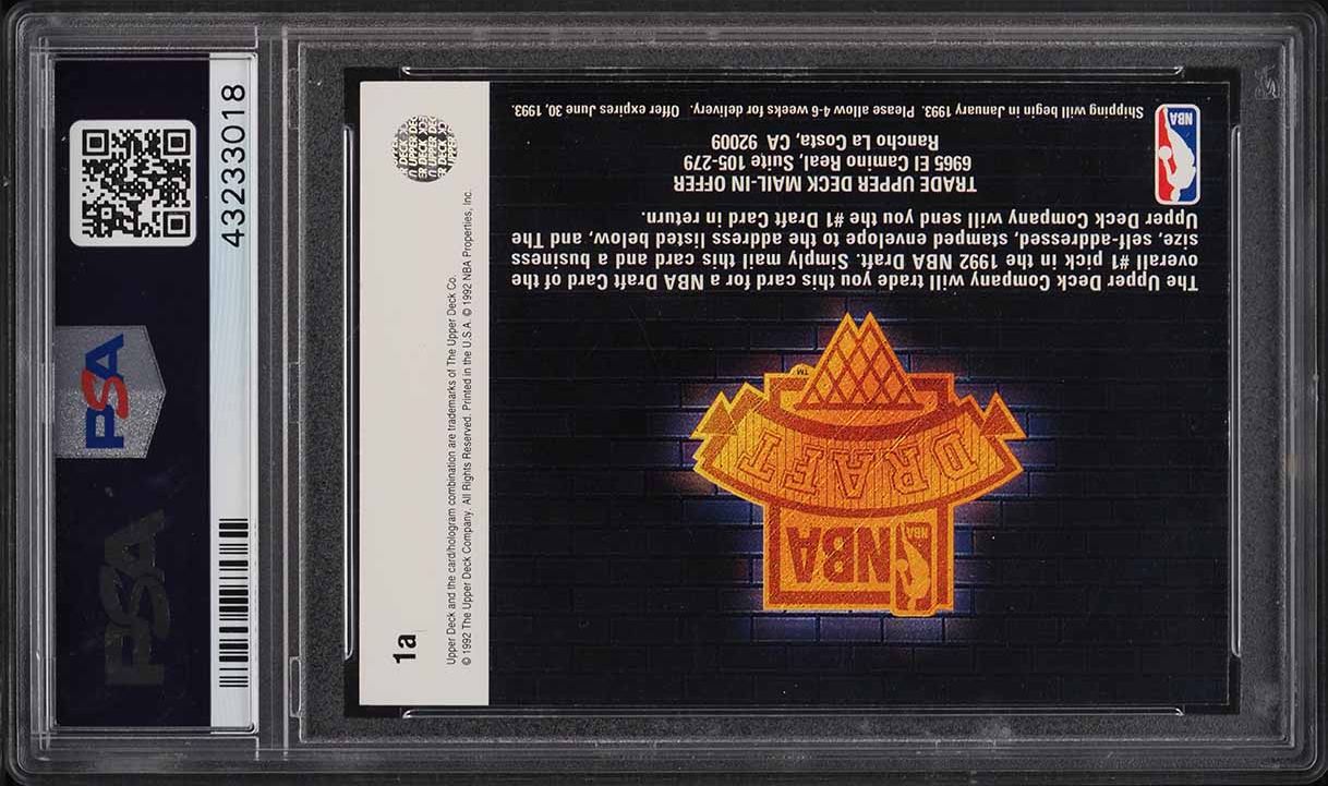 1992 Upper Deck Unredeemed Trade Card Shaquille O'Neal ROOKIE #1a PSA 8 NM-MT