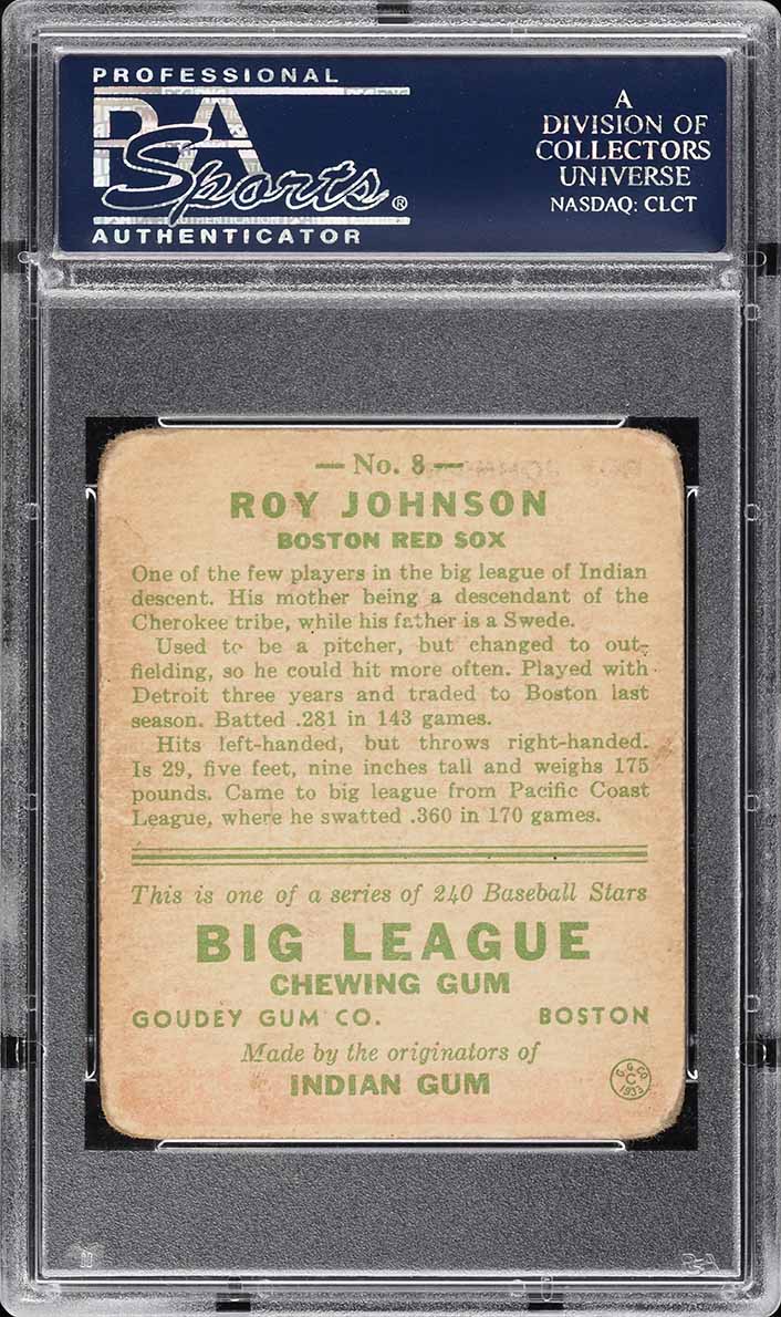 1933 Goudey Roy Johnson #8 PSA 1.5 FR