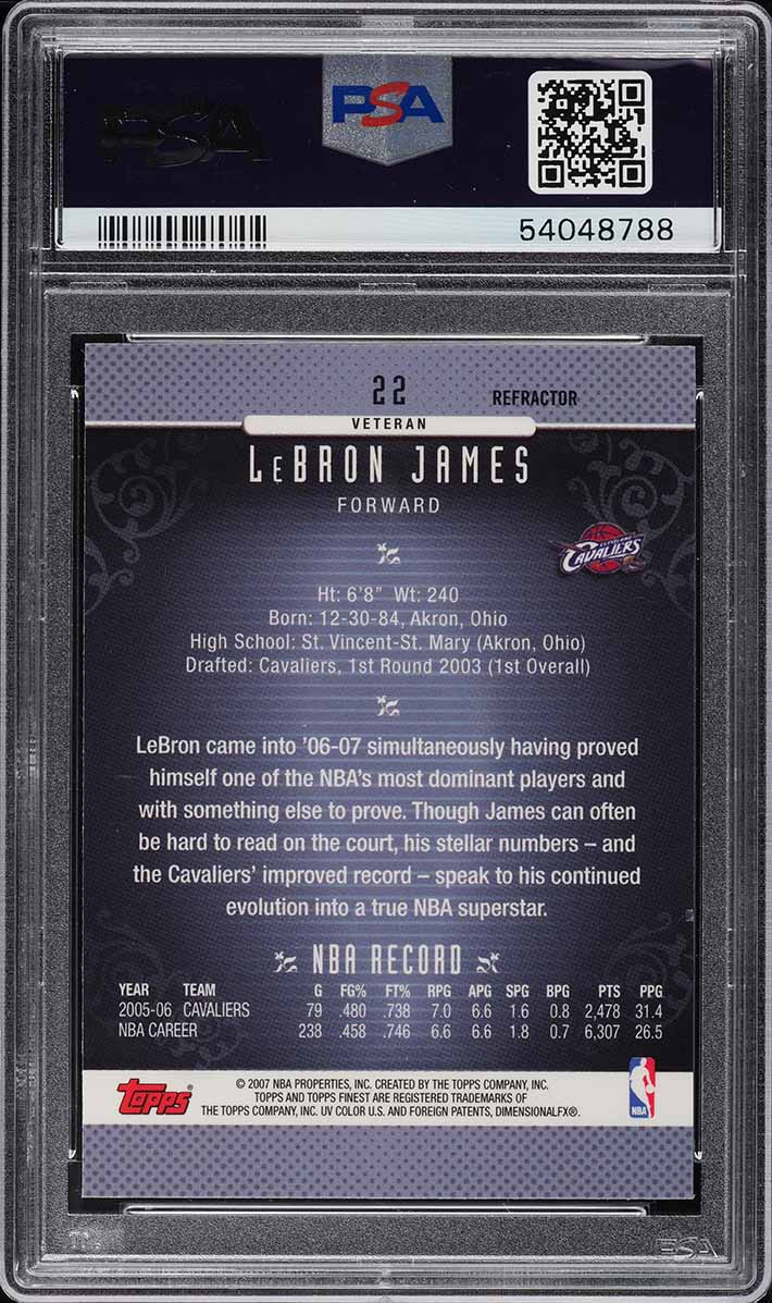 2006 Finest Refractor LeBron James #22 PSA 10 GEM MINT