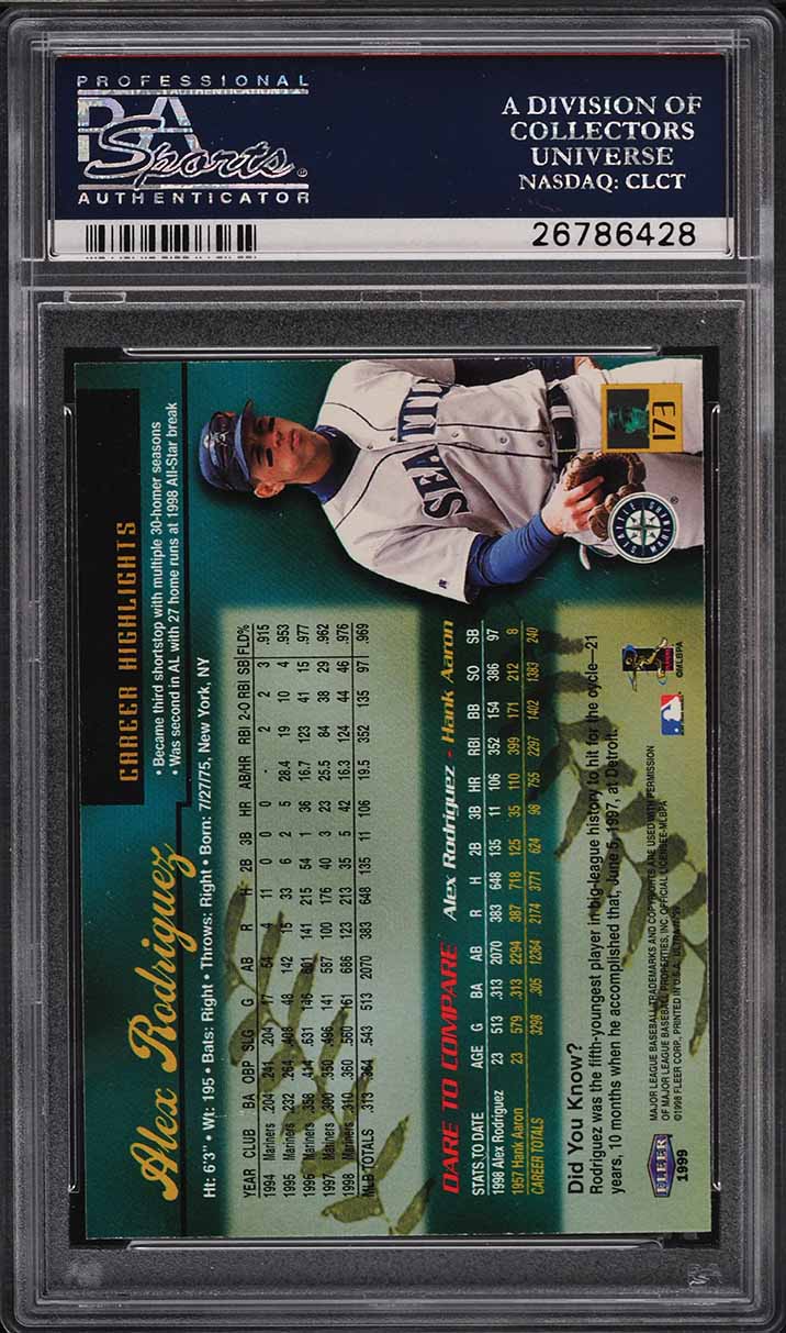 1999 Ultra Alex Rodriguez #173 PSA 10 GEM MINT