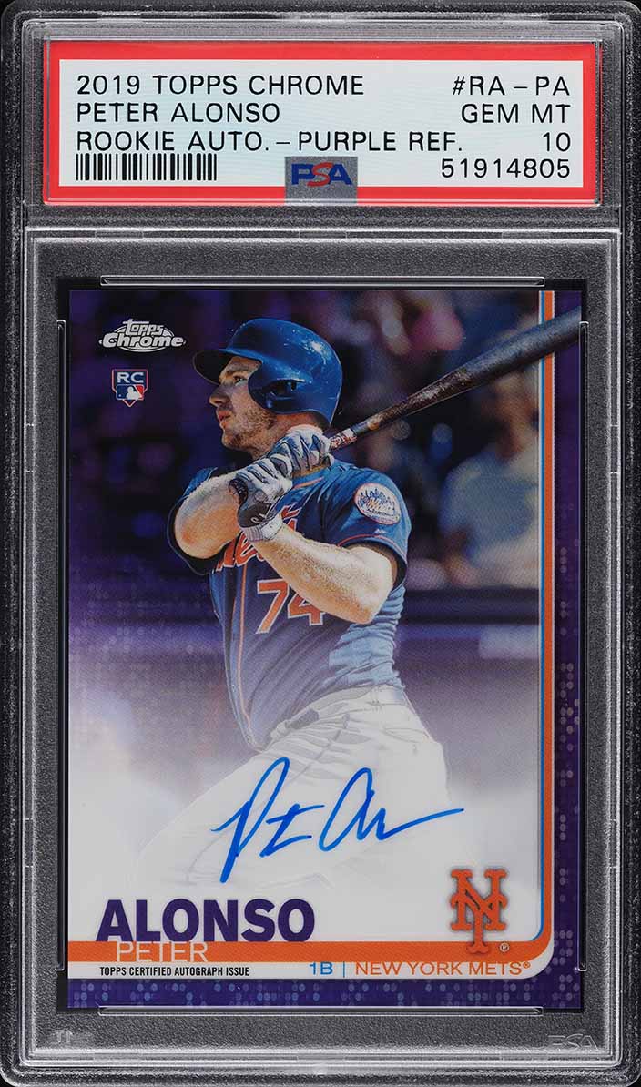 2019 Topps Chrome Purple Refractor Peter Alonso ROOKIE AUTO /250 #RA-PA PSA 10