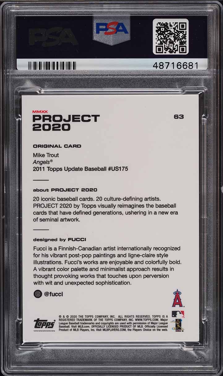 2020 Topps Project '20 Fucci Mike Trout #63 PSA 9 MINT
