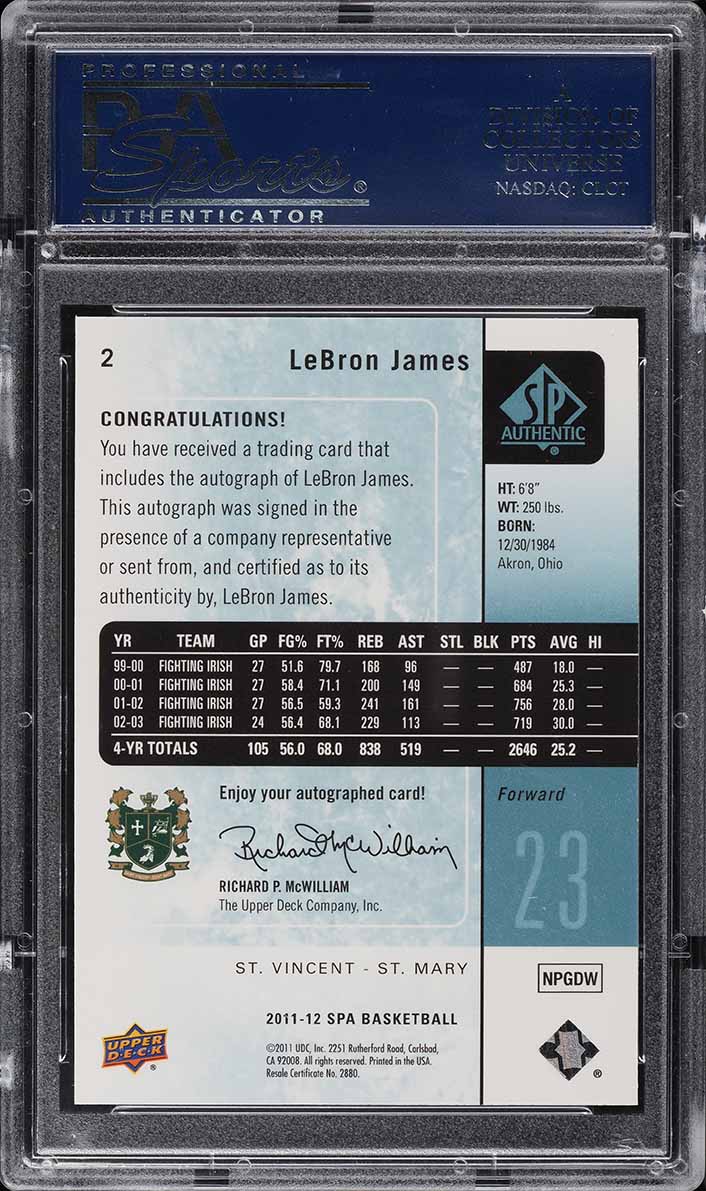 2011 SP Authentic LeBron James AUTO #2 PSA 10 GEM MINT on Fanatics