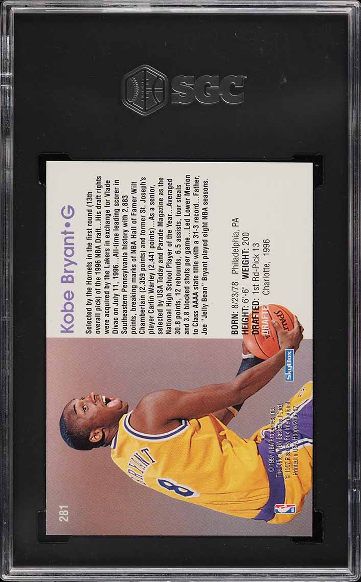 1996 Hoops Kobe Bryant ROOKIE #281 SGC 9.5 MINT+