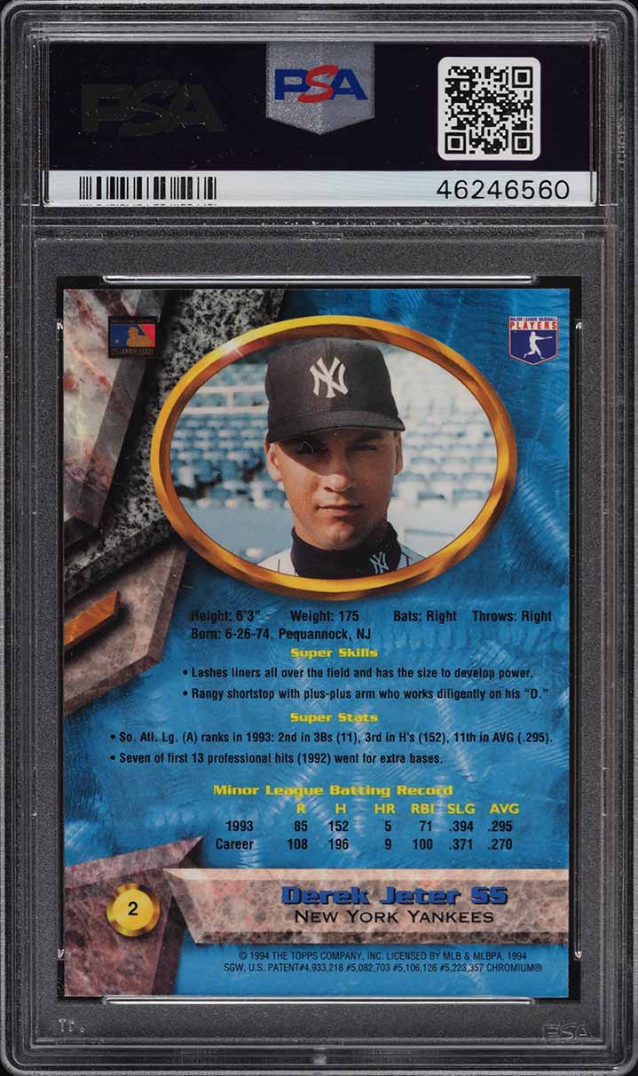 1994 Bowman's Best Blue Derek Jeter ROOKIE #2 PSA 7 NRMT