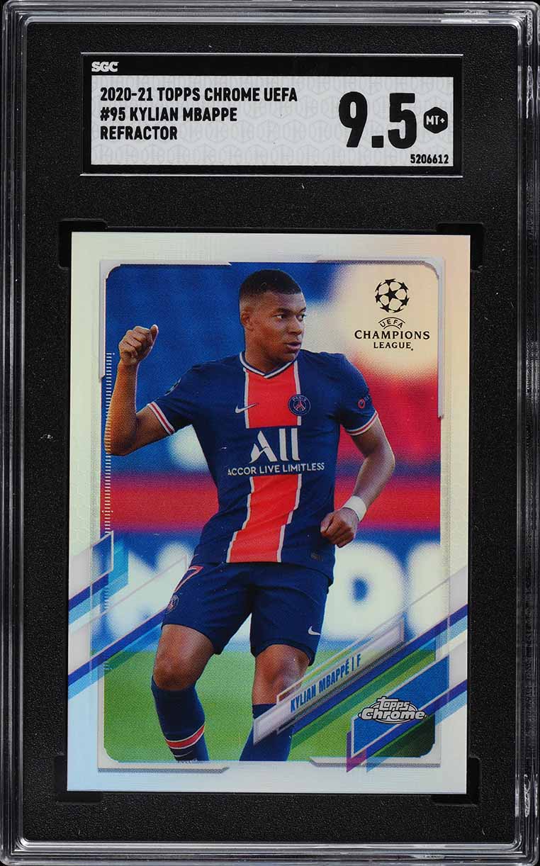 2020 Topps Chrome UEFA Refractor Kylian Mbappe #95 SGC 9.5 MINT+
