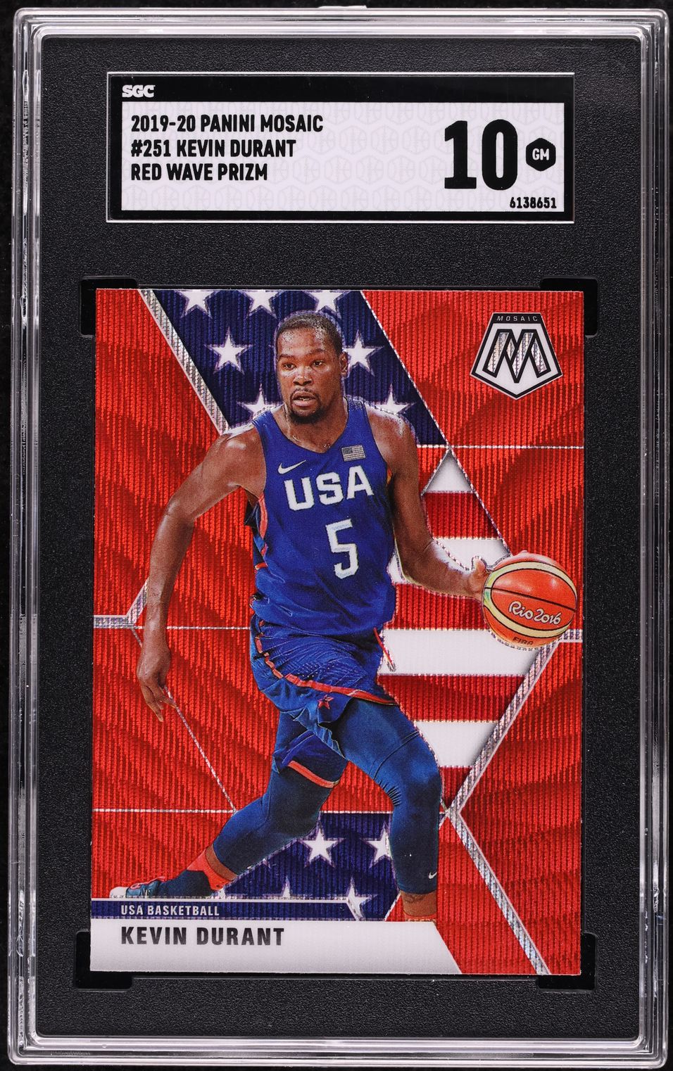 2019 Panini Mosaic Red Wave Kevin Durant #251 SGC 10 GEM MINT