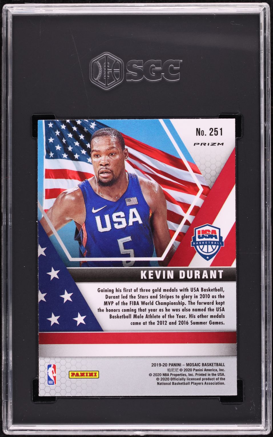 2019 Panini Mosaic Red Wave Kevin Durant #251 SGC 10 GEM MINT
