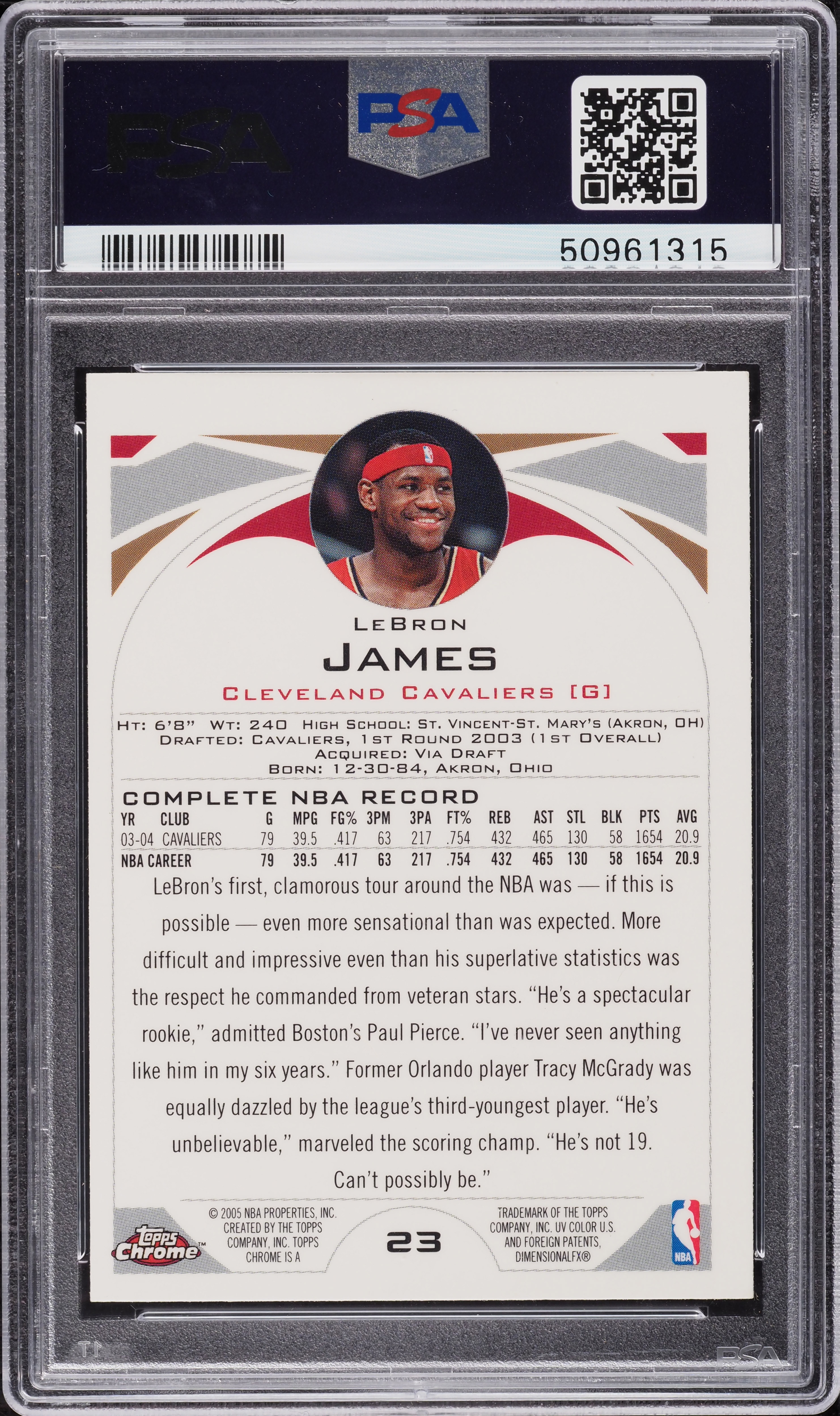 2004 Topps Chrome LeBron James #23 PSA 9 MINT on Fanatics Collect