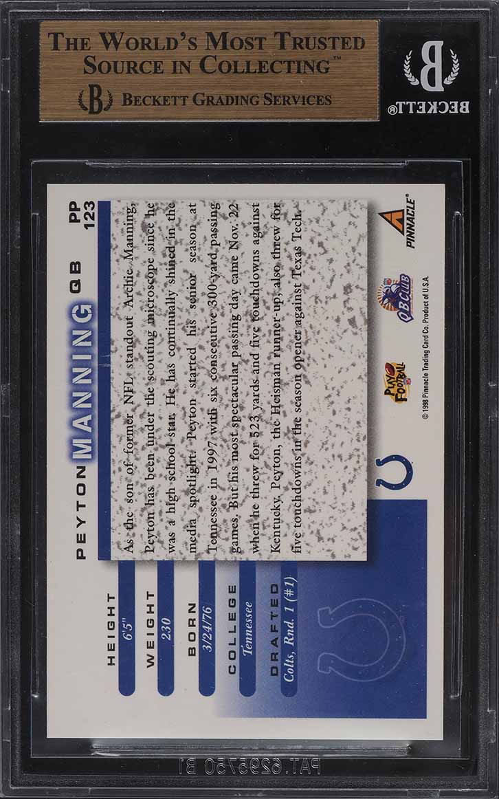 1998 Score Showcase Artist's Proofs Peyton Manning ROOKIE #PP123 BGS 9.5 GEM