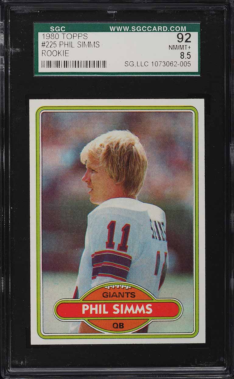 1980 Topps Football Phil Simms ROOKIE #225 SGC 8.5 NM-MT+