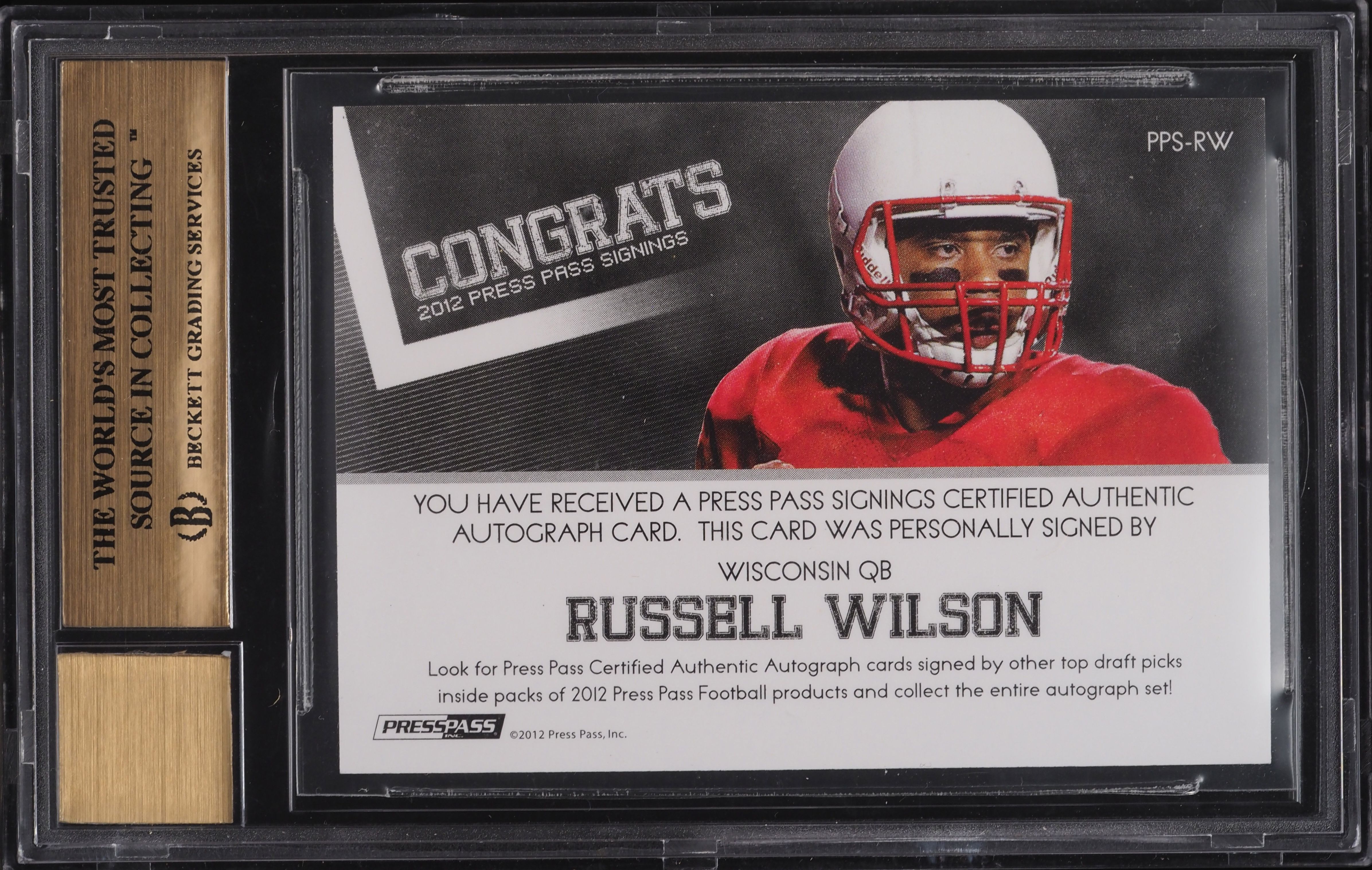 2012 Press Pass Gold Russell Wilson ROOKIE RC AUTO /199 #PPSRW BGS