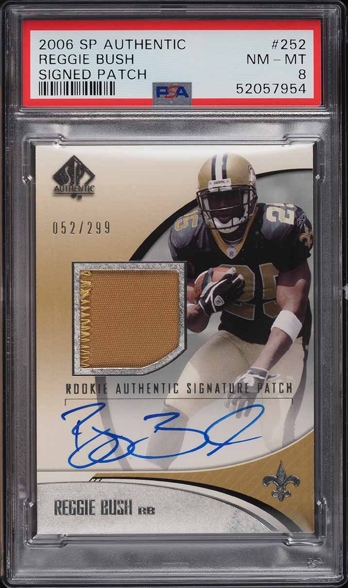 2006 SP Authentic Reggie Bush ROOKIE RC PATCH AUTO /299 #252 PSA 8