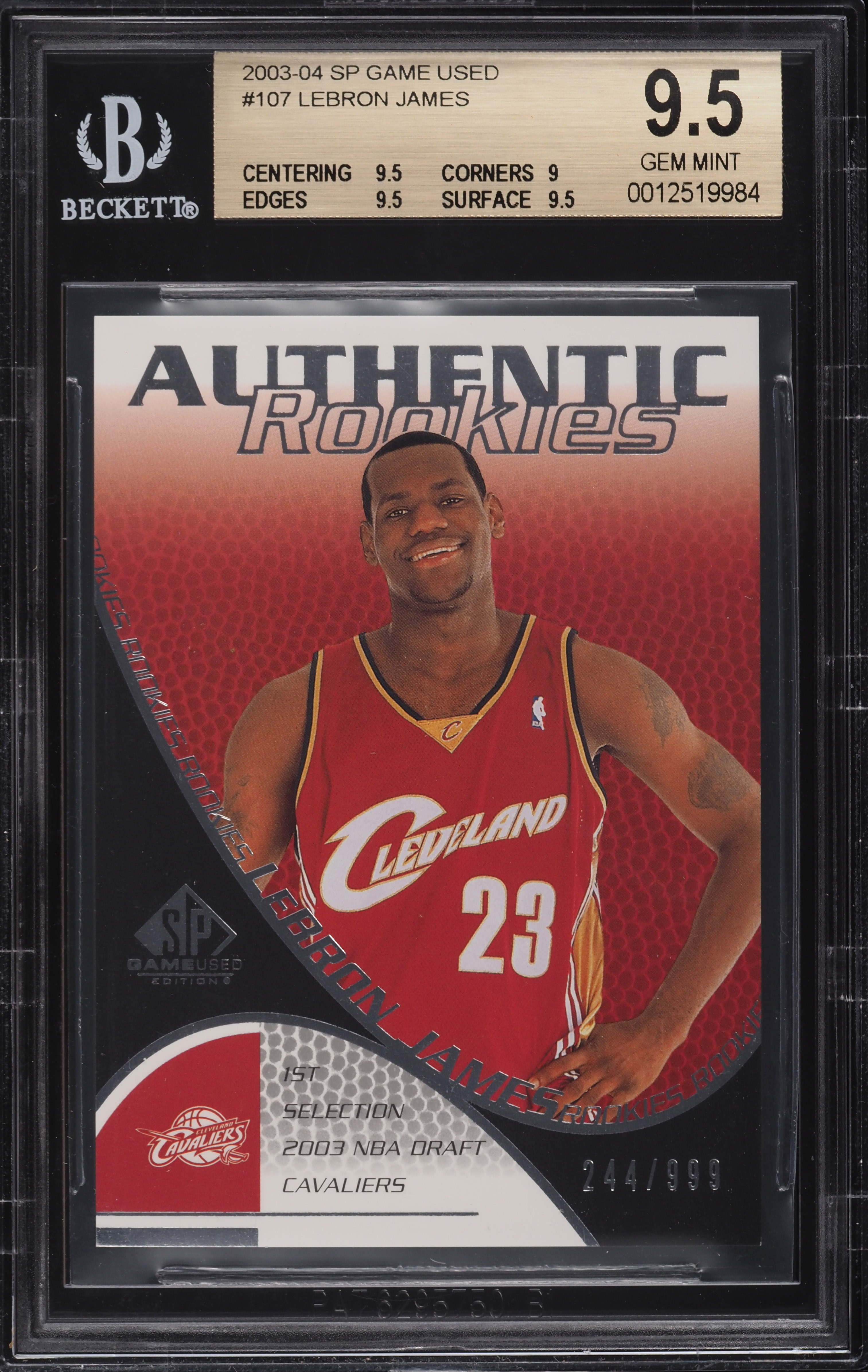 2003 SP Game Used LeBron James ROOKIE /999 #107 BGS 9.5 GEM MINT