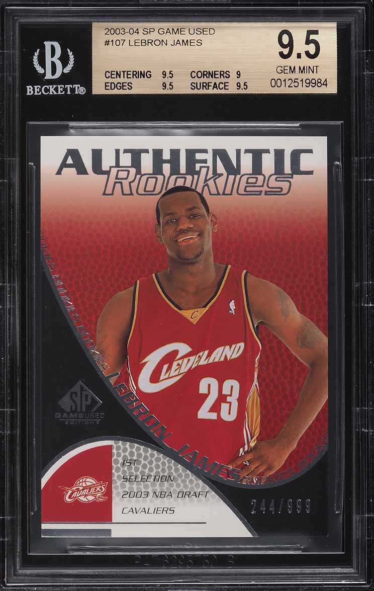 2003 SP Game Used LeBron James ROOKIE /999 #107 BGS 9.5 GEM MINT