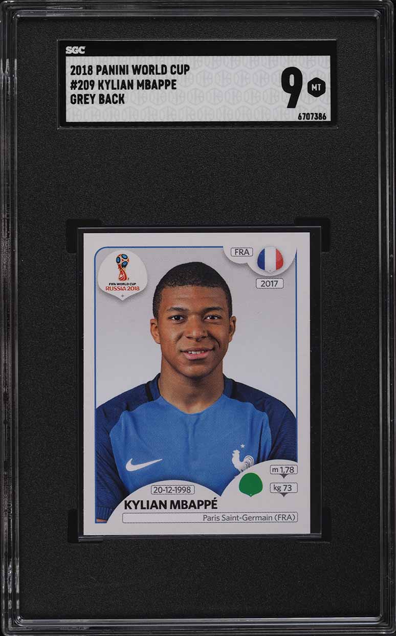 2018 Panini World Cup Stickers Kylian Mbappe ROOKIE, GREY BACK