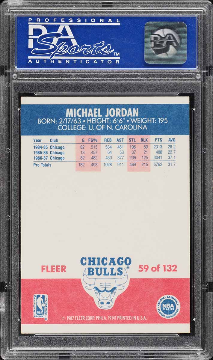 1987 Fleer Basketball Michael Jordan #59 PSA 10 GEM MINT